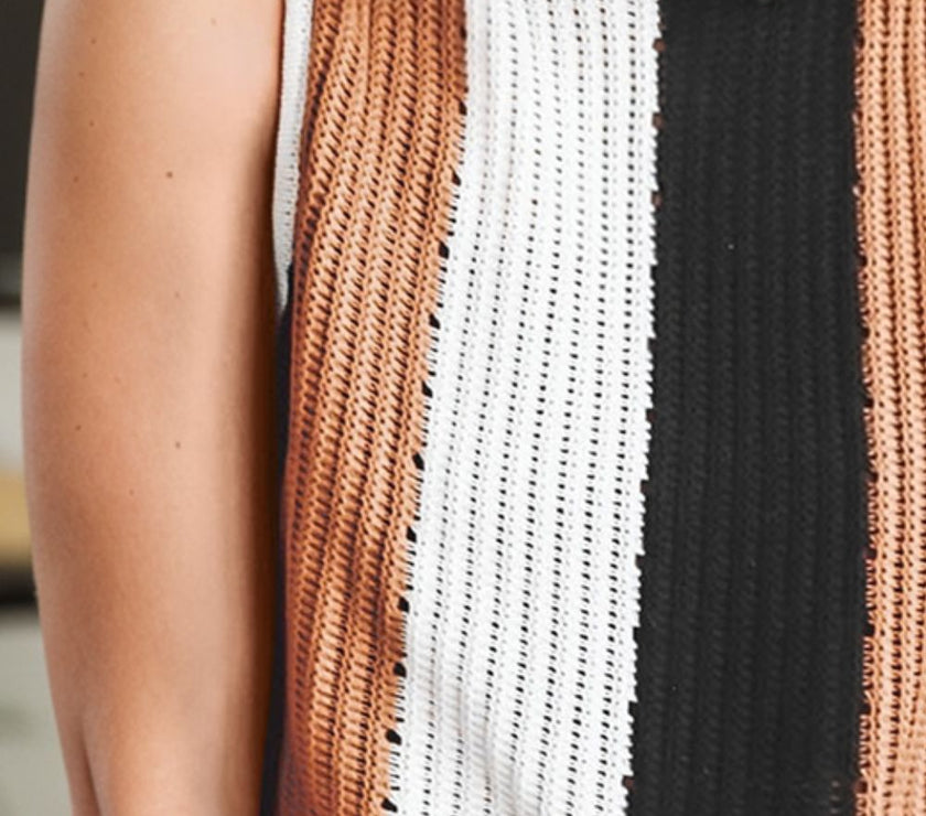Color Block Round Neck Sweater Vest