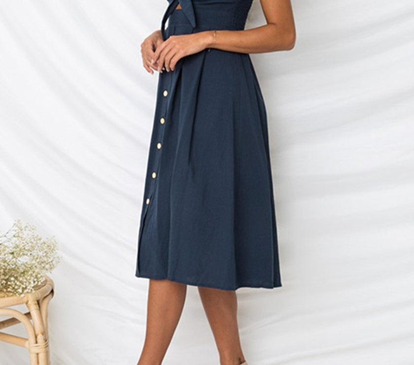 Cutout Smocked Sweetheart Neck Cami Dress