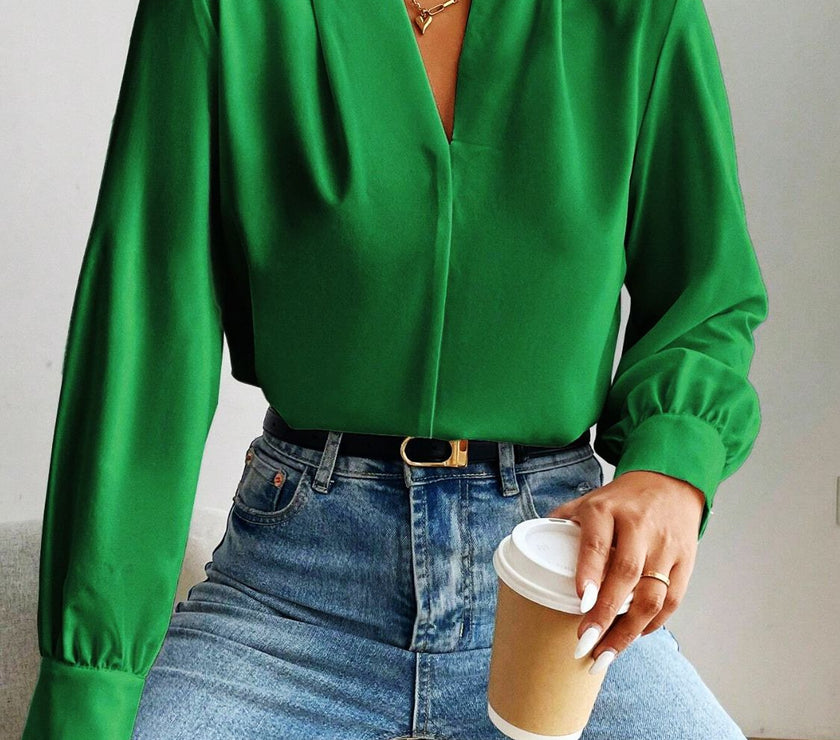 V Neck Long Sleeve Top