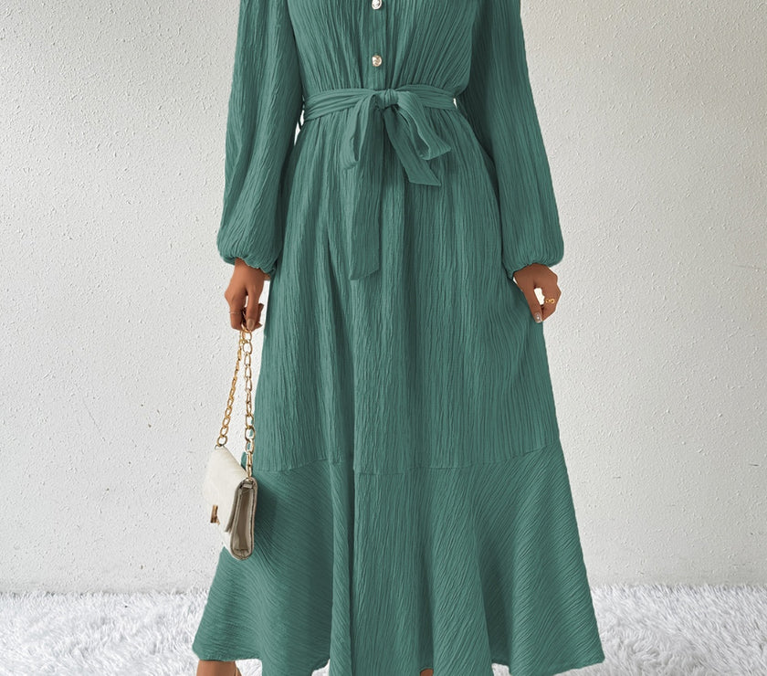 Honey Tie Waist Long Sleeve Dress