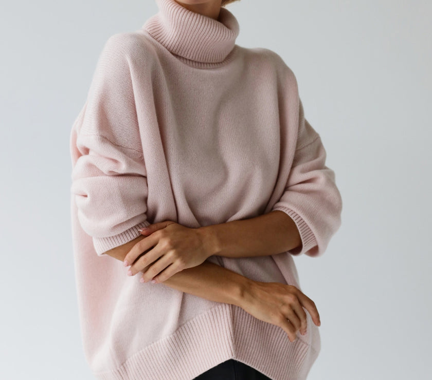 Basic Bae Turtleneck Dropped Shoulder Long Sleeve Sweater