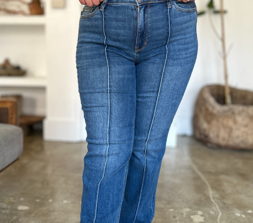 Judy Blue Full Size High Waist Front Seam Detail Straight Jeans