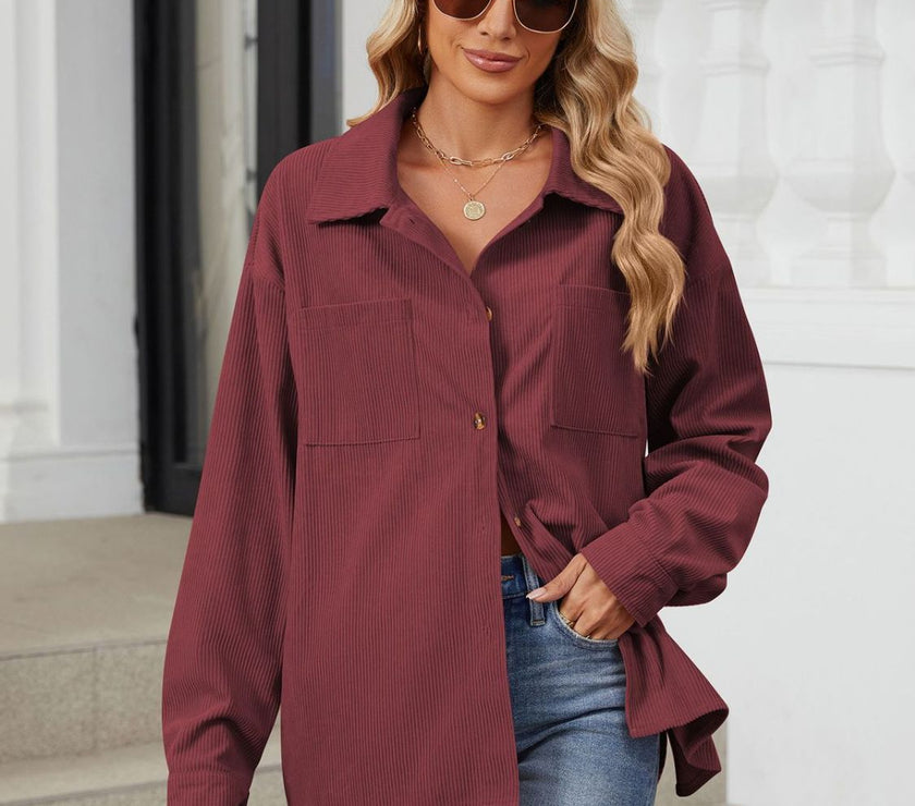 Button Up Long Sleeve Shirt with Breast Pockets