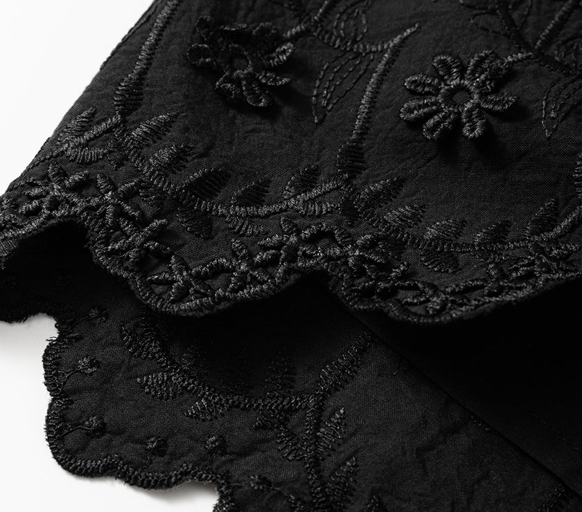 Embroidered Square Neck Wide Strap Tank