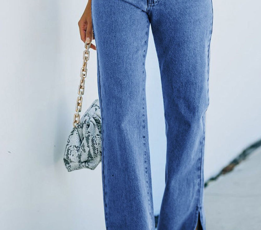 Side Slit Jeans with Pockets