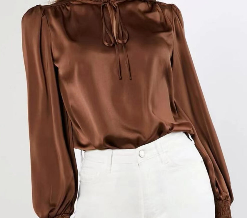 Frill Tied Lantern Sleeve Blouse