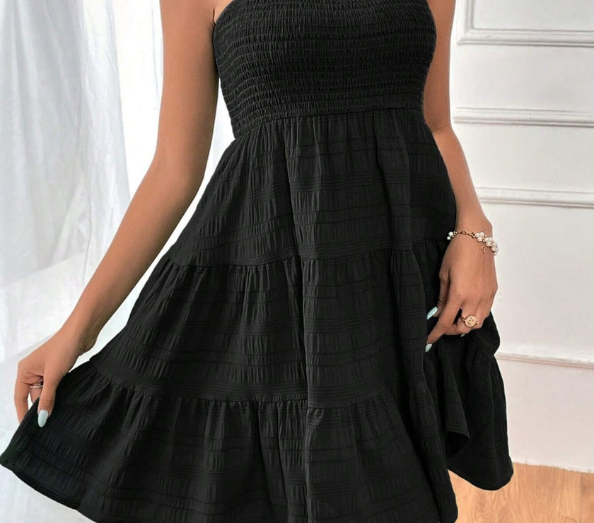 Smocked Tiered Sleeveless Mini Dress