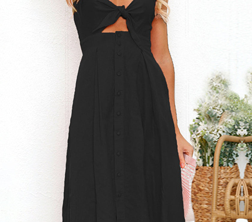 Cutout Smocked Sweetheart Neck Cami Dress