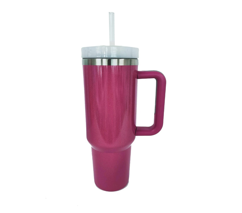 Stainless Steel Tumbler with Handle and Straw