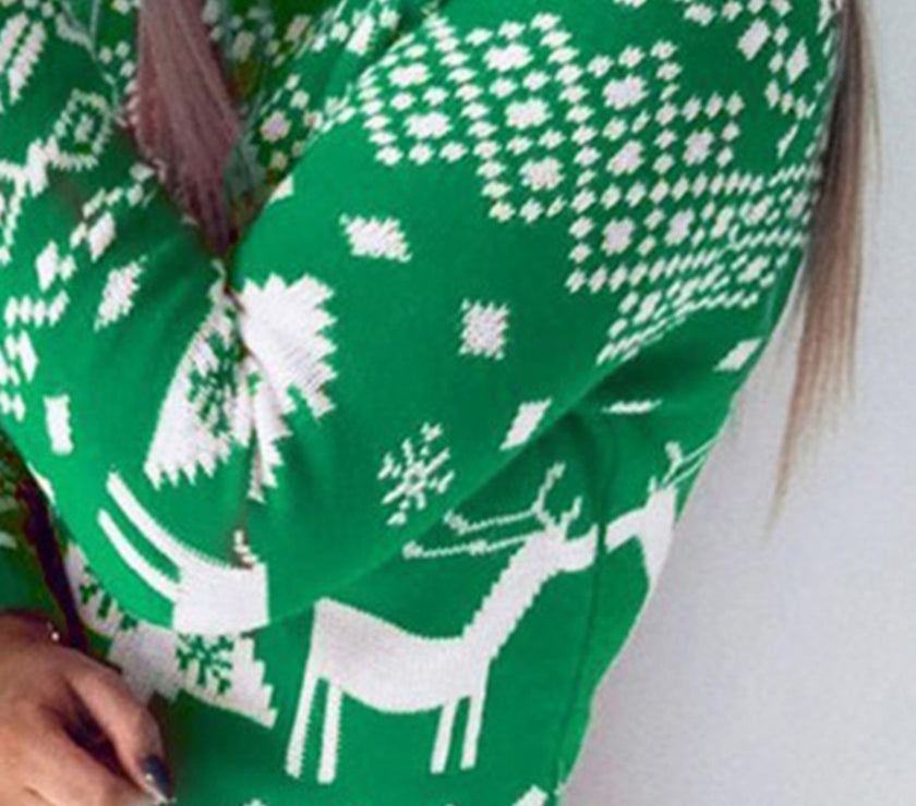 Christmas Element Round Neck Mini Sweater Dress