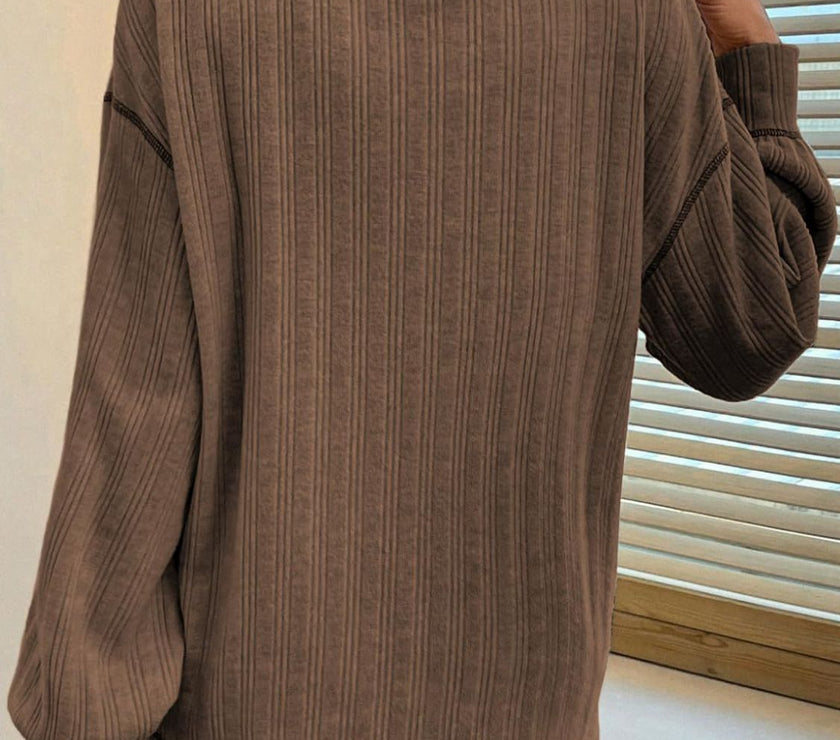 Mandy Contrast Stitching Round Neck Long Sleeve T-Shirt