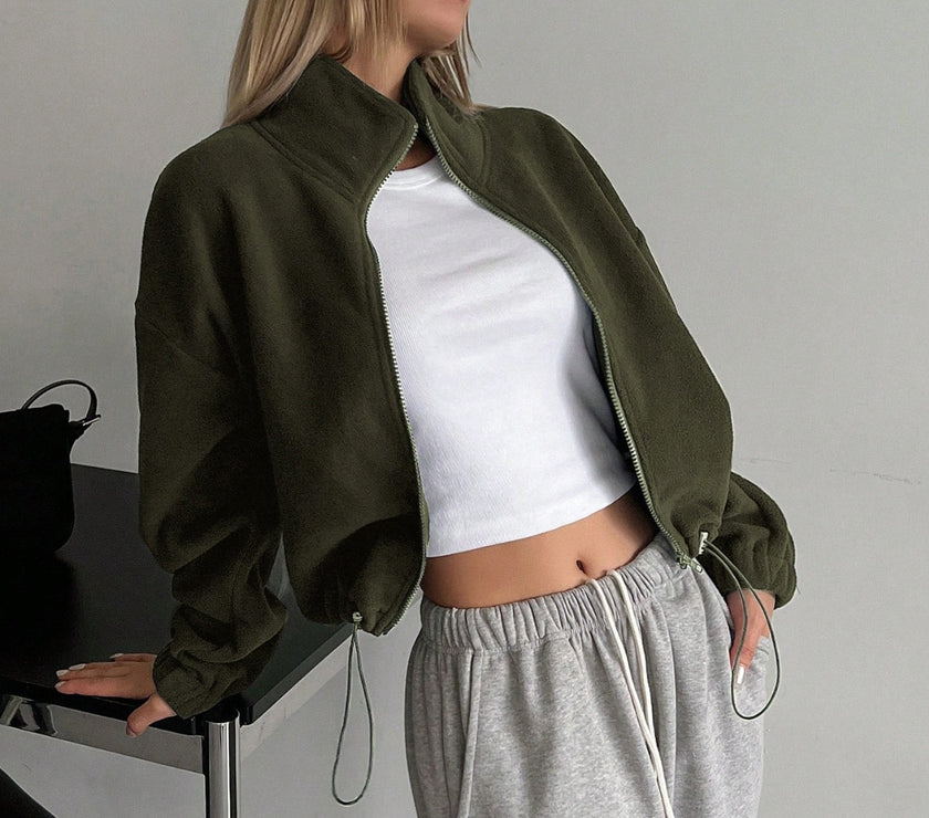Honey Zip Up Long Sleeve Cropped Jacket