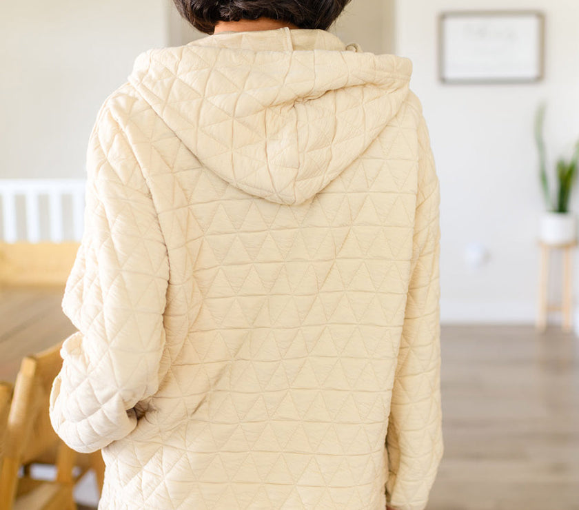 Drawstring Quilted Hooded Top and Shorts Set