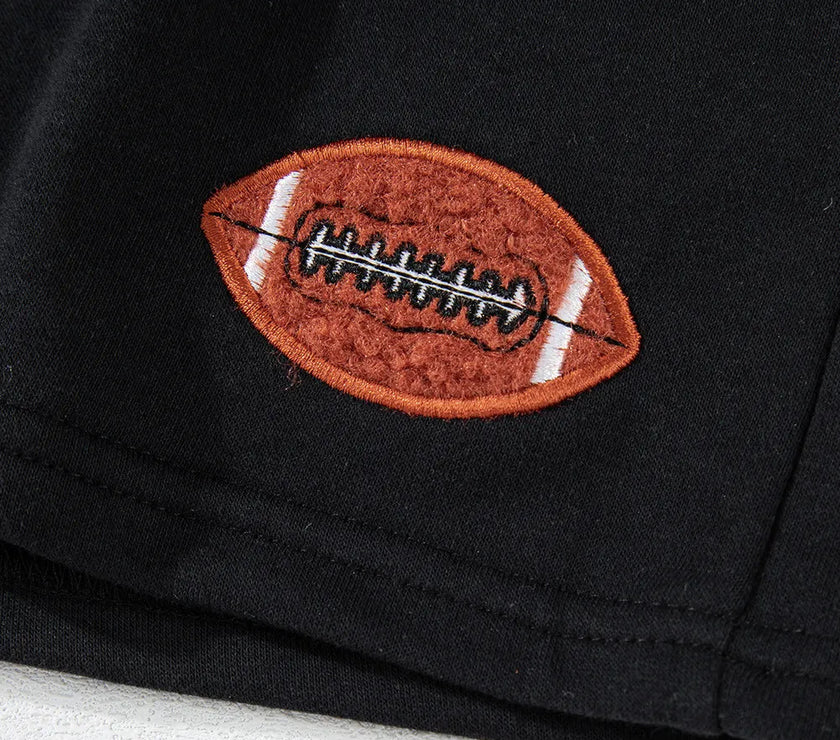 GAME DAY Football Round Neck Long Sleeve Top and Shorts Set