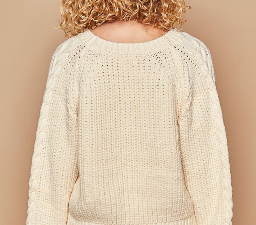 POL Cable Knit Cutout Long Sleeve Sweater