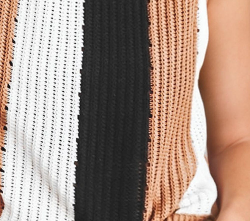 Color Block Round Neck Sweater Vest