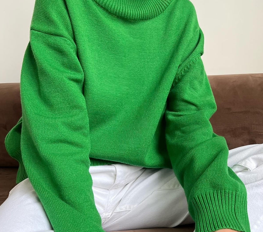 Basic Bae Turtleneck Dropped Shoulder Long Sleeve Sweater