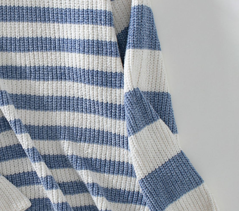 Striped Round Neck Long Sleeve Sweater