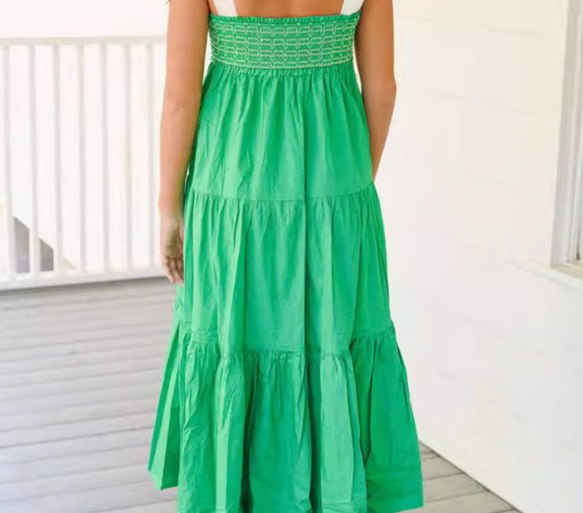 Tiered Tie Shoulder Midi Cami Dress