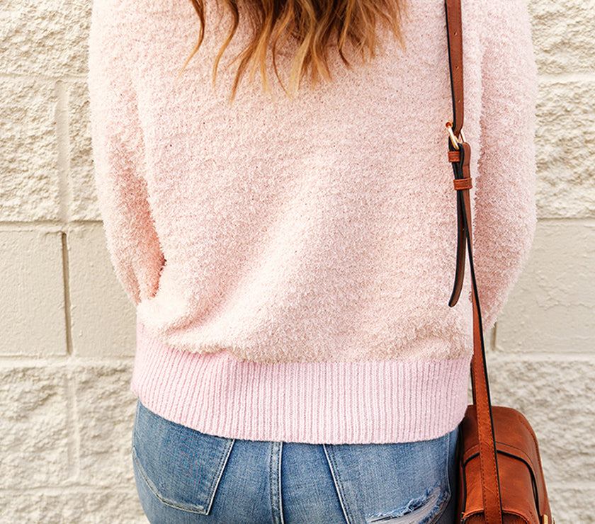 Button Detail Mock Neck Long Sleeve Sweater