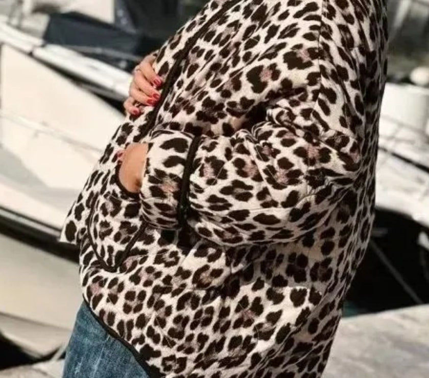 Leopard Open Front Long Sleeve Outerwear