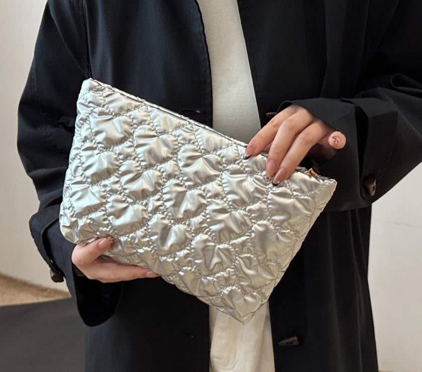 Ruched Heart Clutch with Zipper