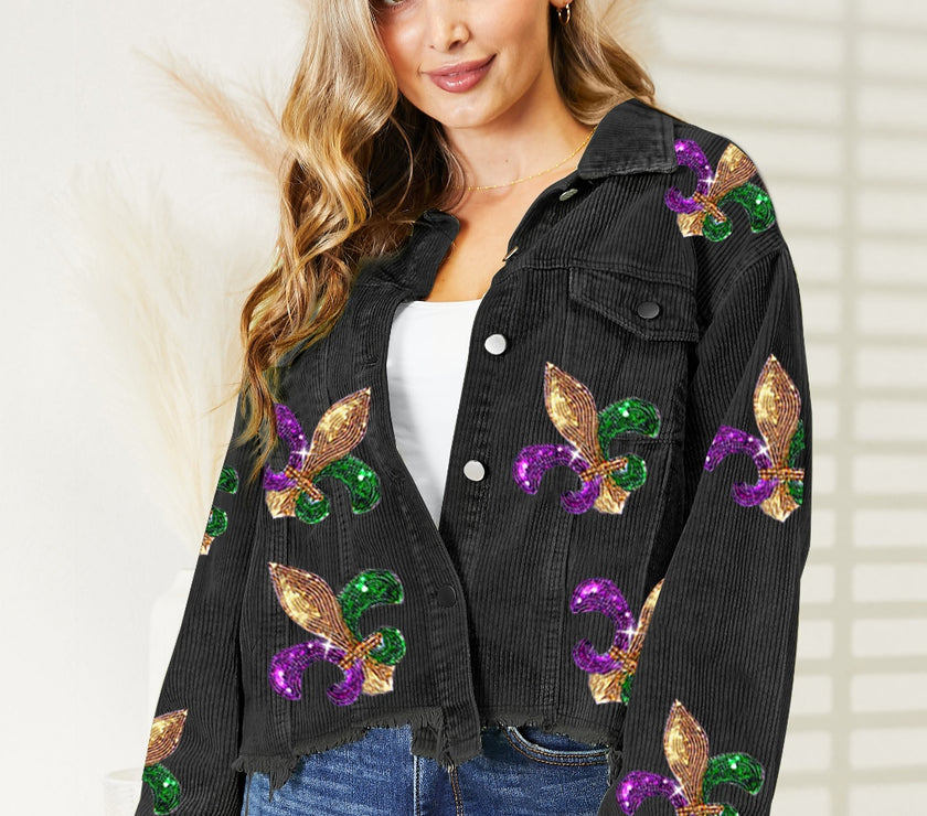 Sequin Raw Hem Jacket