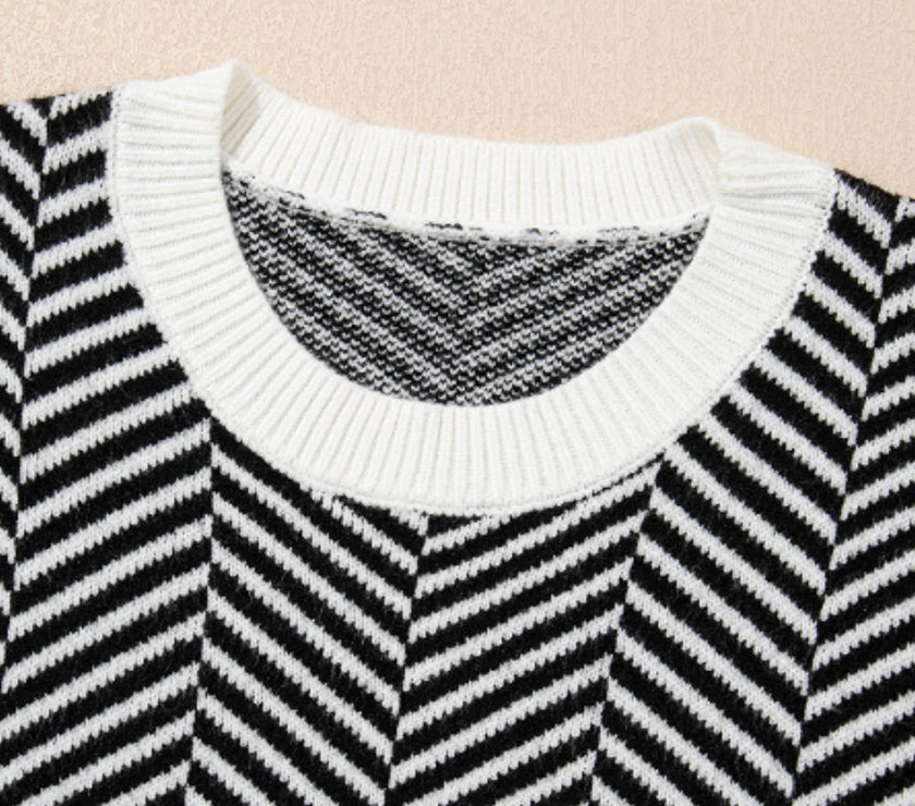 Striped Round Neck Long Sleeve Sweater