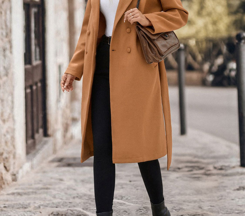 Perfee Dropped Shoulder Tie Waist Coat