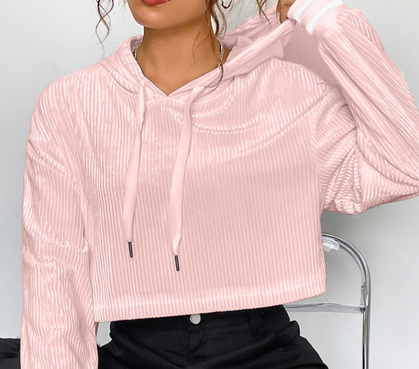 Drawstring Drop Shoulder Long Sleeve Hoodie