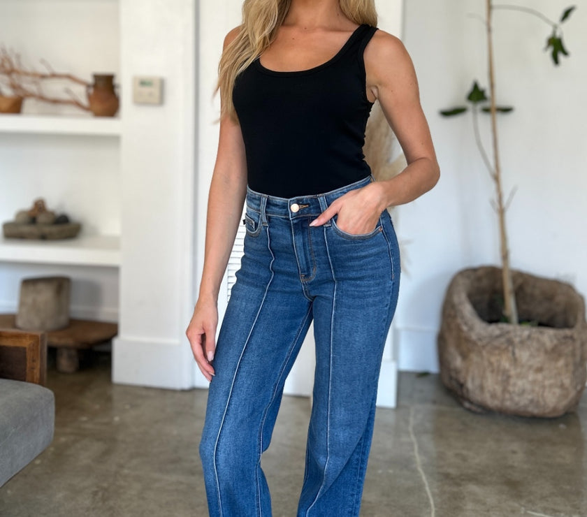 Judy Blue Full Size High Waist Front Seam Detail Straight Jeans