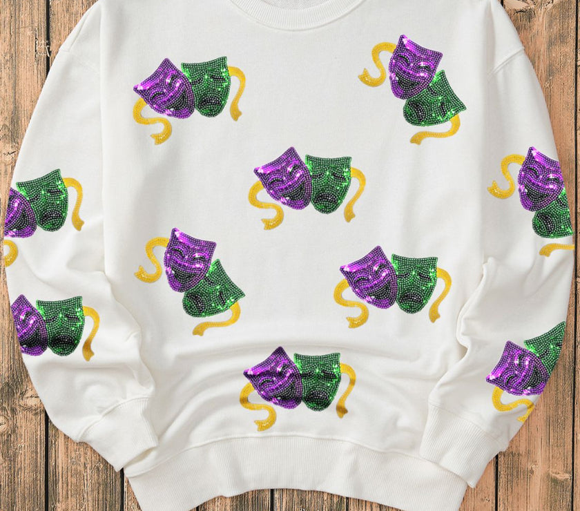 Sequin Round Neck Long Sleeve Sweatshirt