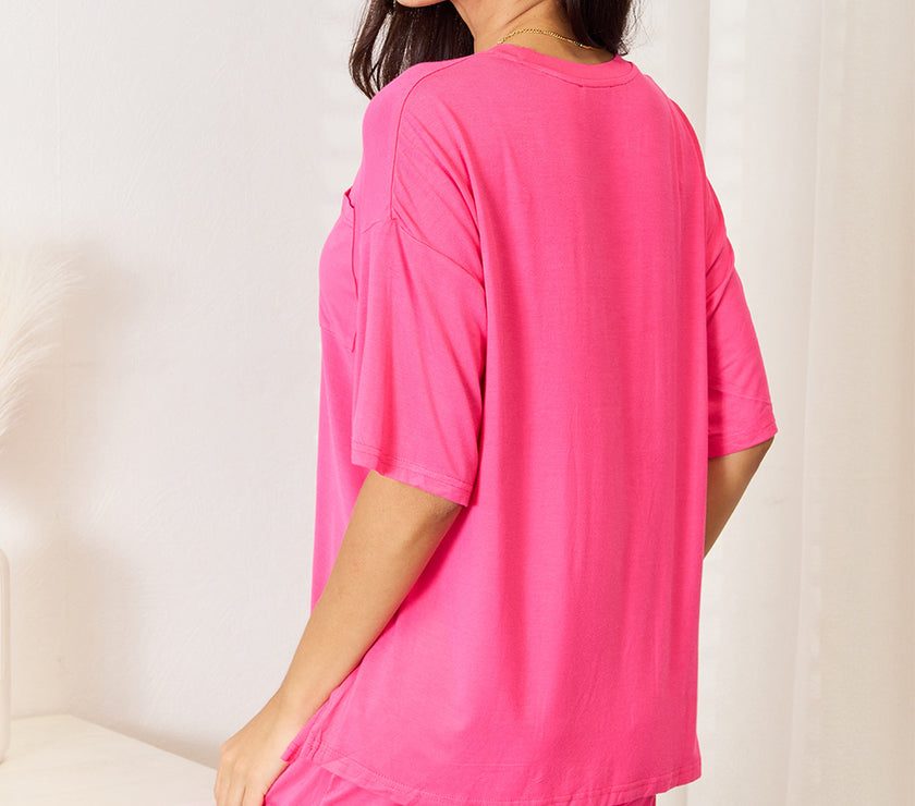 Basic Bae Full Size Soft Rayon Half Sleeve Top and Shorts Set