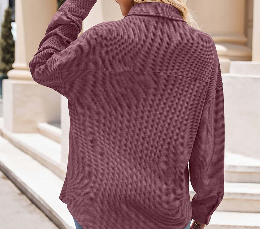 Mandy Collared Neck Dropped Shoulder Shirt