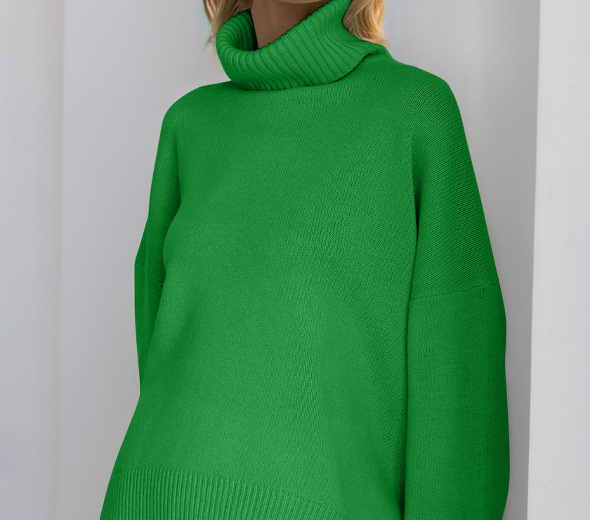 Basic Bae Turtleneck Dropped Shoulder Long Sleeve Sweater