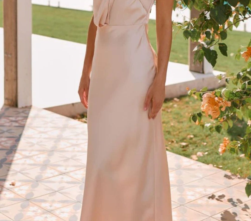 Ruched Single Shoulder Sleeveless Maxi Dress