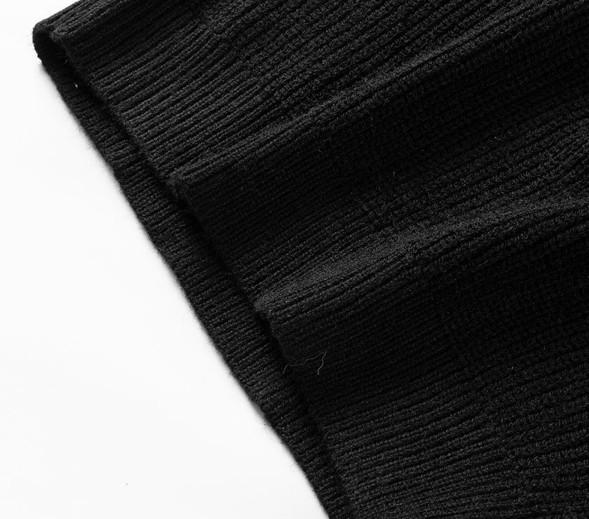 Solid Color Notched Long Sleeve Sweater