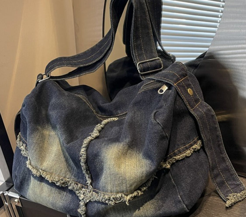 Raw Hem Gradient Crossbody Bag