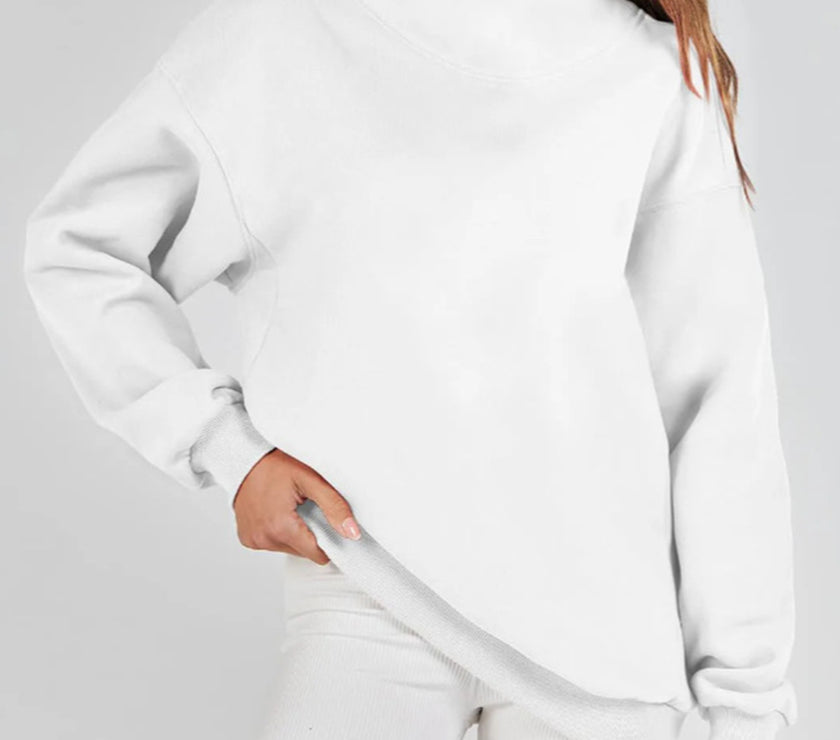 Mock Neck Drop Shoulder Long Sleeve Sweatshirt
