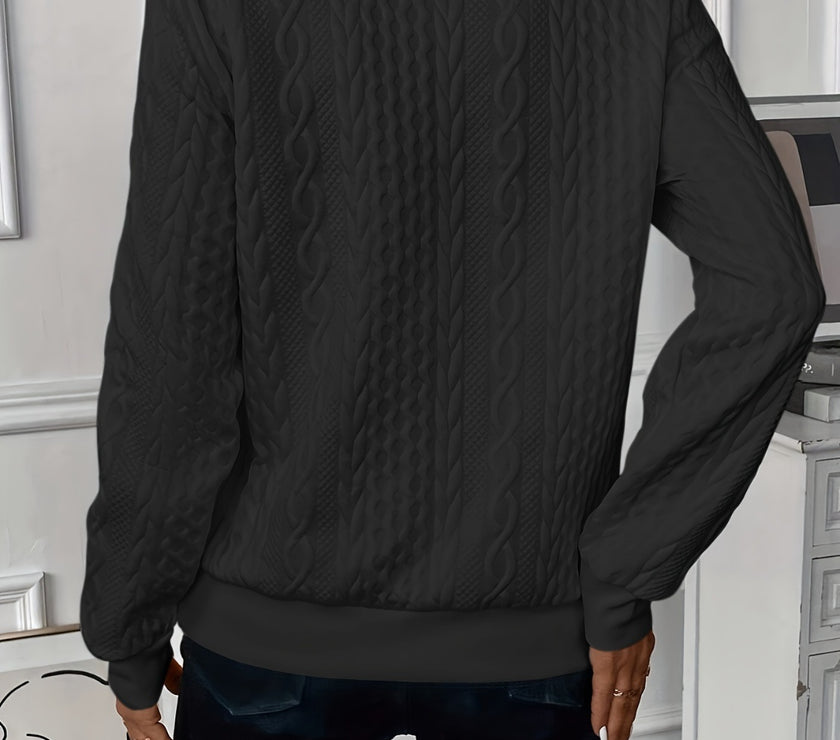 Texture Half Zip Long Sleeve Sweatshirt