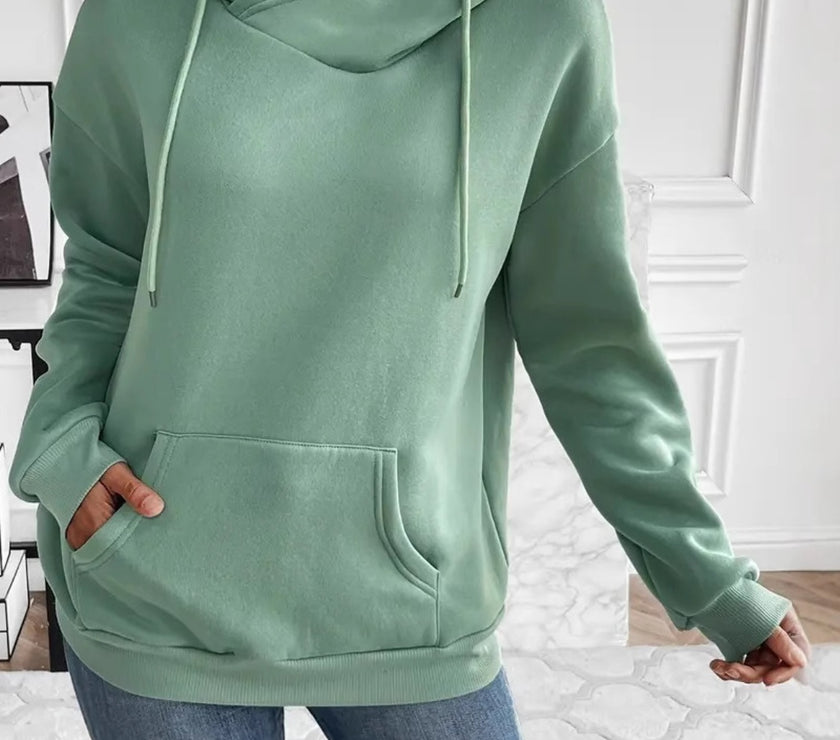 Drawstring Long Sleeve Hoodie with Kangaroo Pocket
