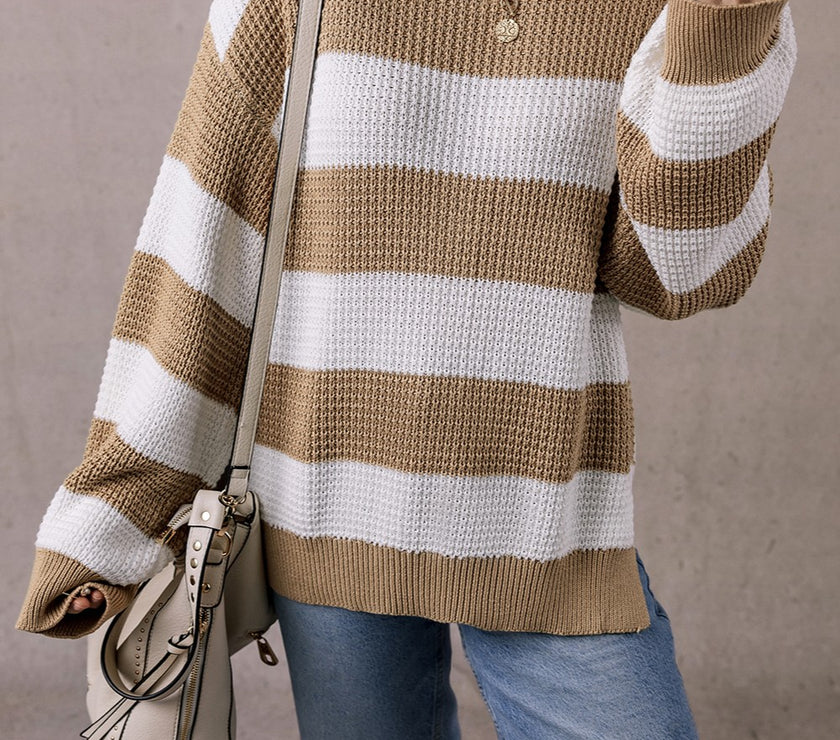 Color Block Round Neck Sweater