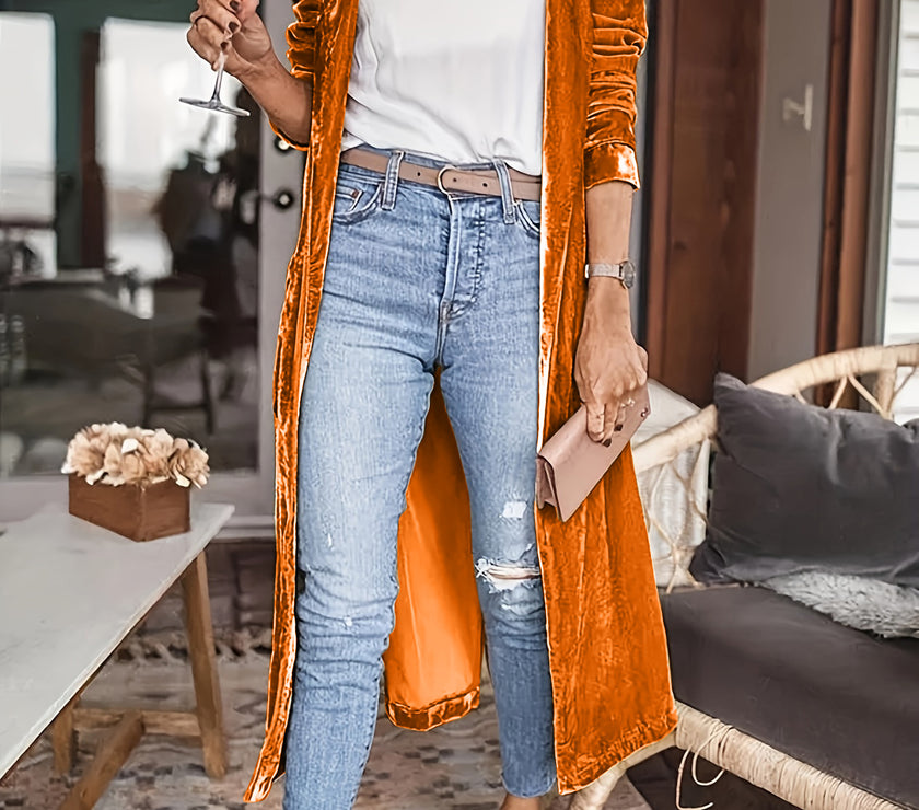 Open Front Long Sleeve Coat