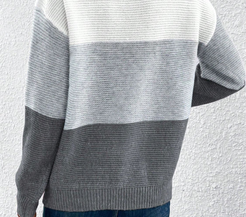 Color Block Drop Shoulder Long Sleeve Sweater