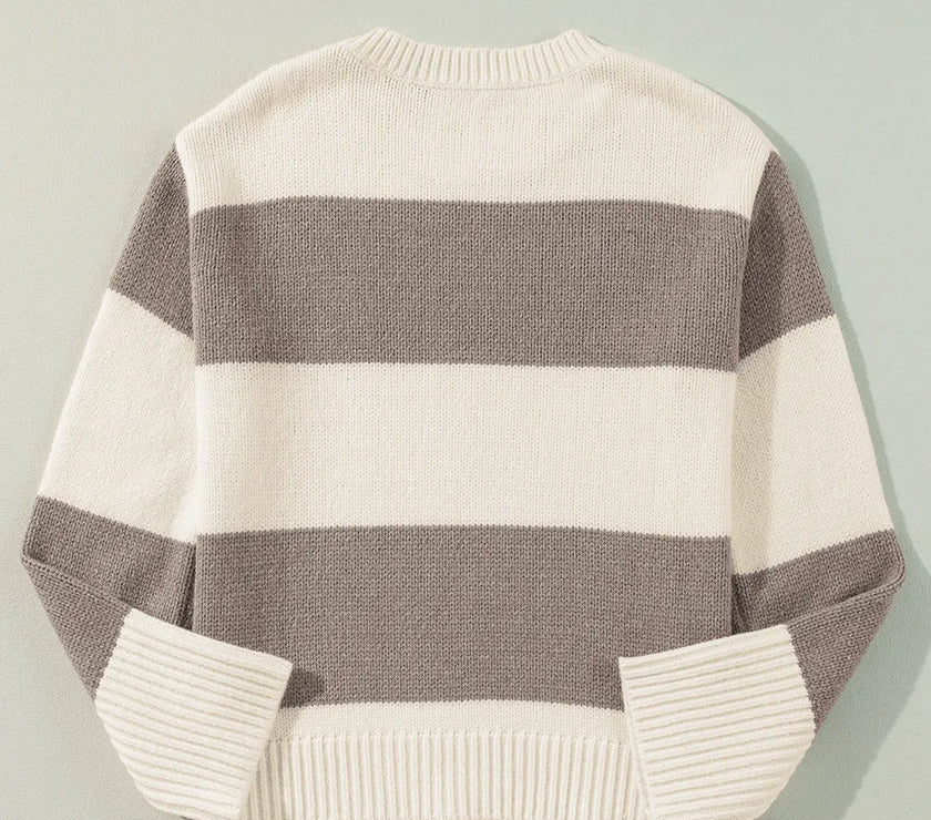 Color Block Round Neck Sweater