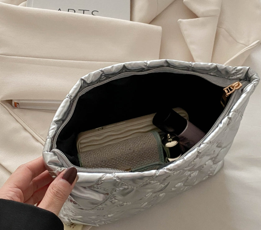 Ruched Heart Clutch with Zipper