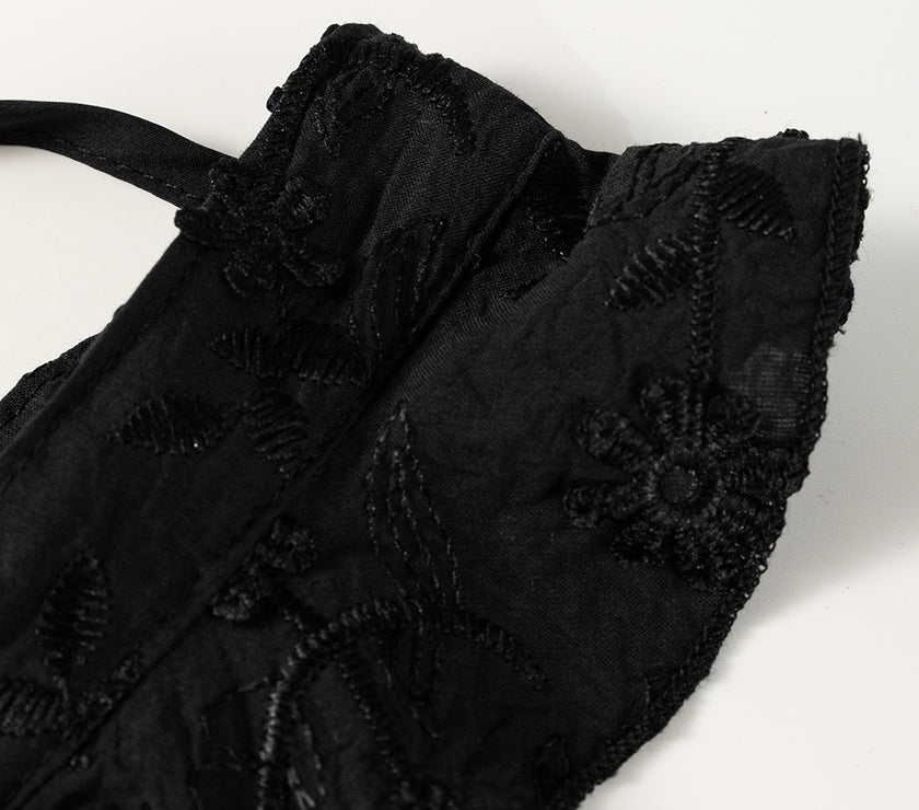 Embroidered Square Neck Wide Strap Tank