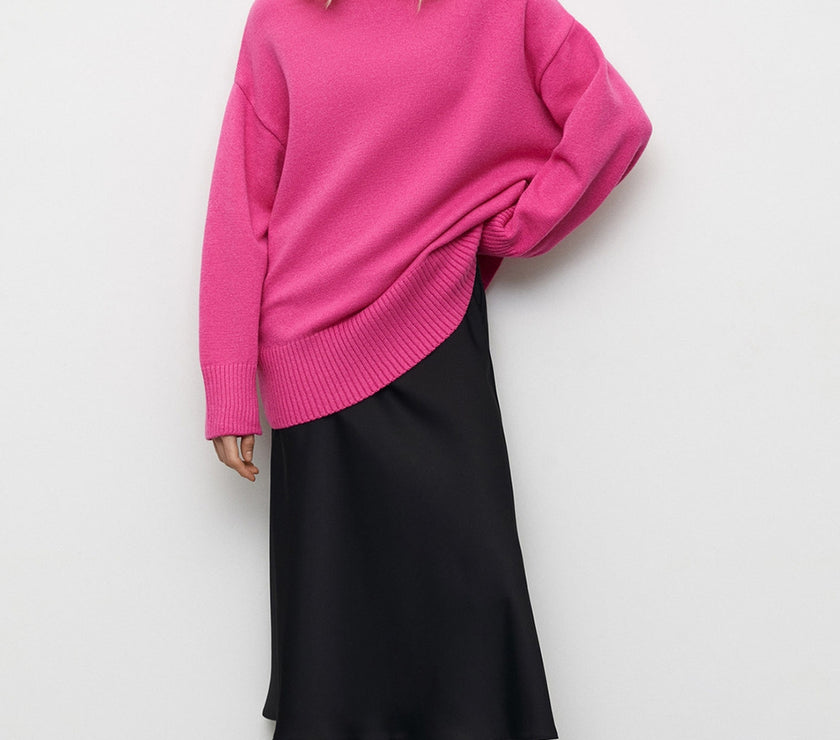 Basic Bae Turtleneck Dropped Shoulder Long Sleeve Sweater