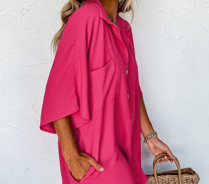 Half Button Collared Neck Romper