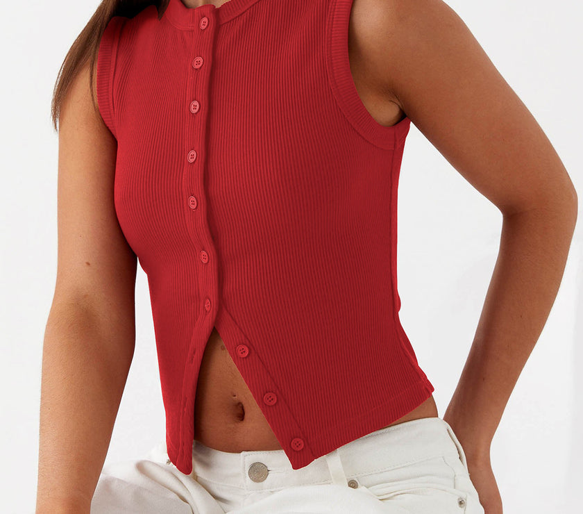 Lovelet Button Up Round Neck Tank